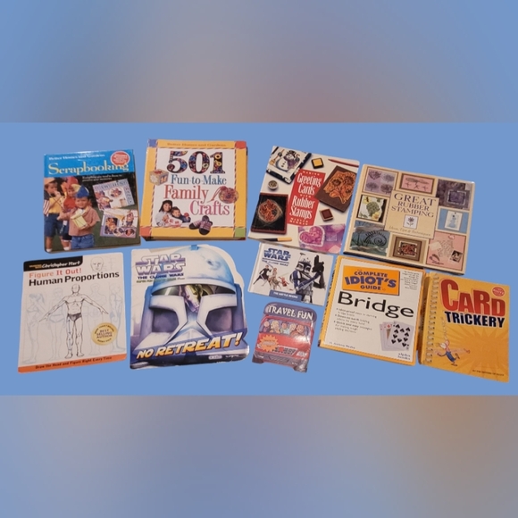 LOT OF 10 CRAFT ~ RUBBER STAMPS ~ SCRAPBOOKING ~ KLUTZ ~ BRIDGE ~ COLORING BOOKS - Picture 1 of 9